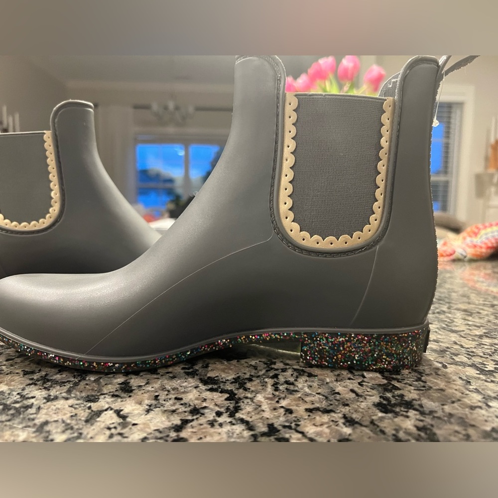 Jack Rogers ankle rain boot-gray and glitter-NWOT